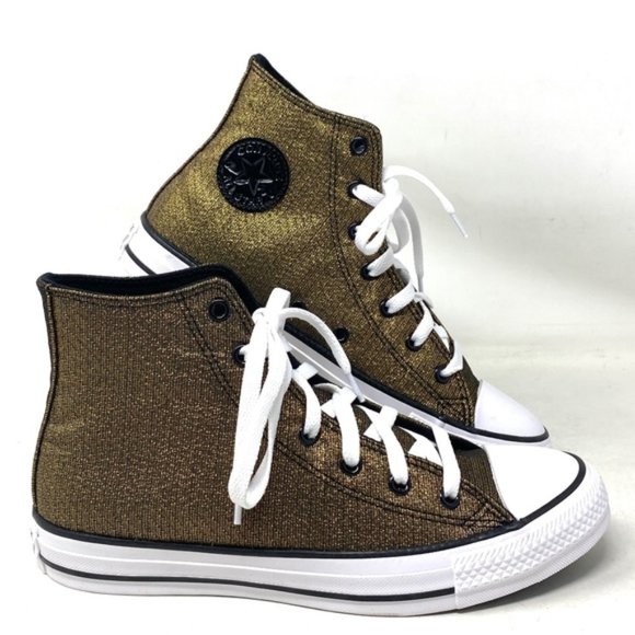 Converse Chuck Taylor Shoes Black Gold Canvas Kid Women Casual Sneakers A05388F - Picture 1 of 9